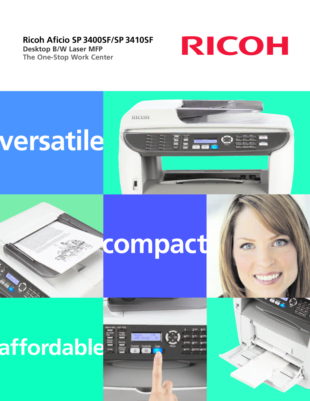 Ricoh SP 3400SF, SP 3410SF manual Versatile Compact 