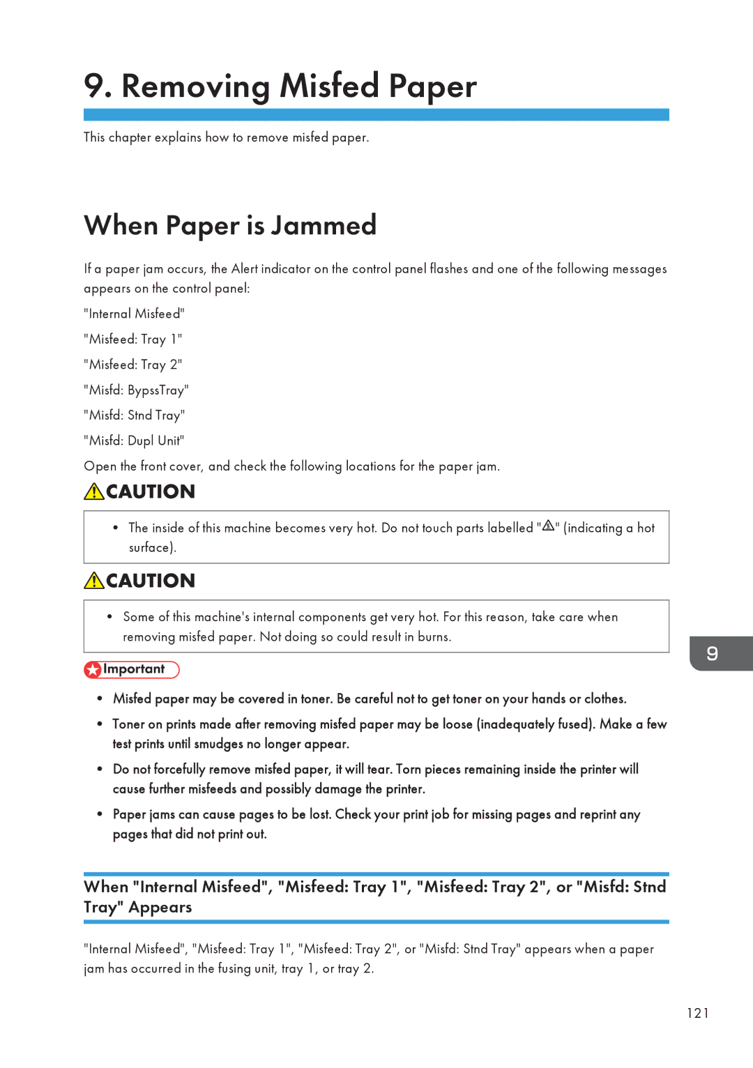 Ricoh SP 3500N, SP 3510DN manual When Paper is Jammed, This chapter explains how to remove misfed paper 