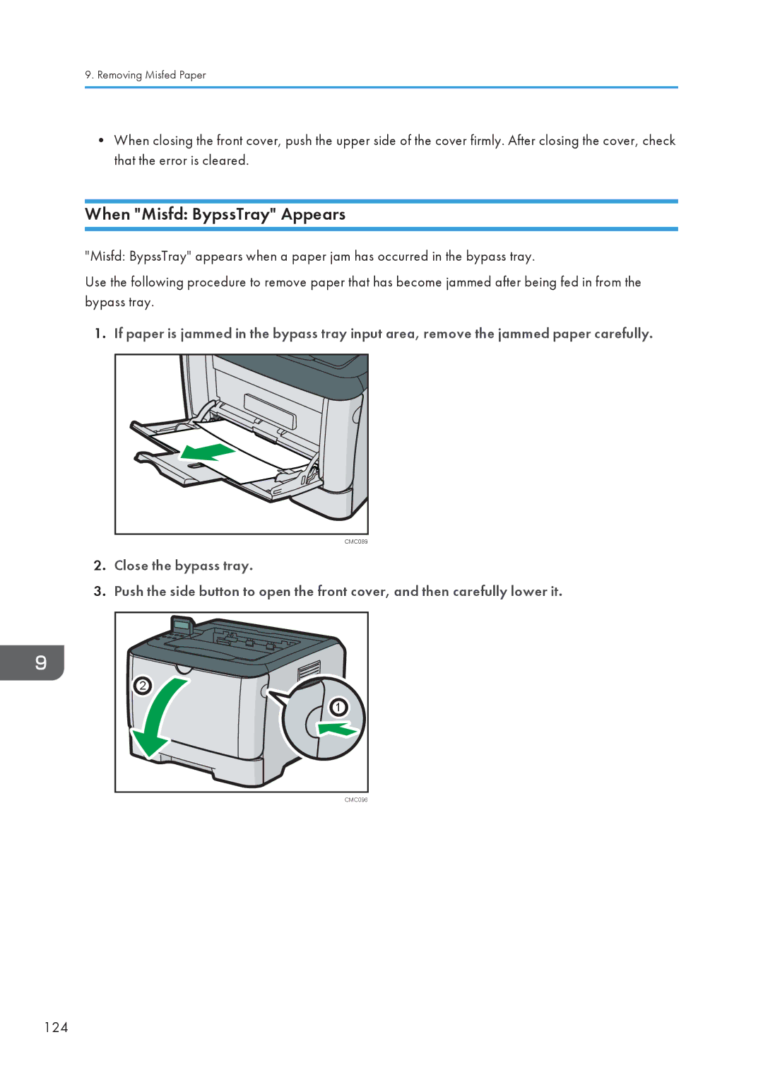 Ricoh SP 3510DN, SP 3500N manual When Misfd BypssTray Appears, 124 