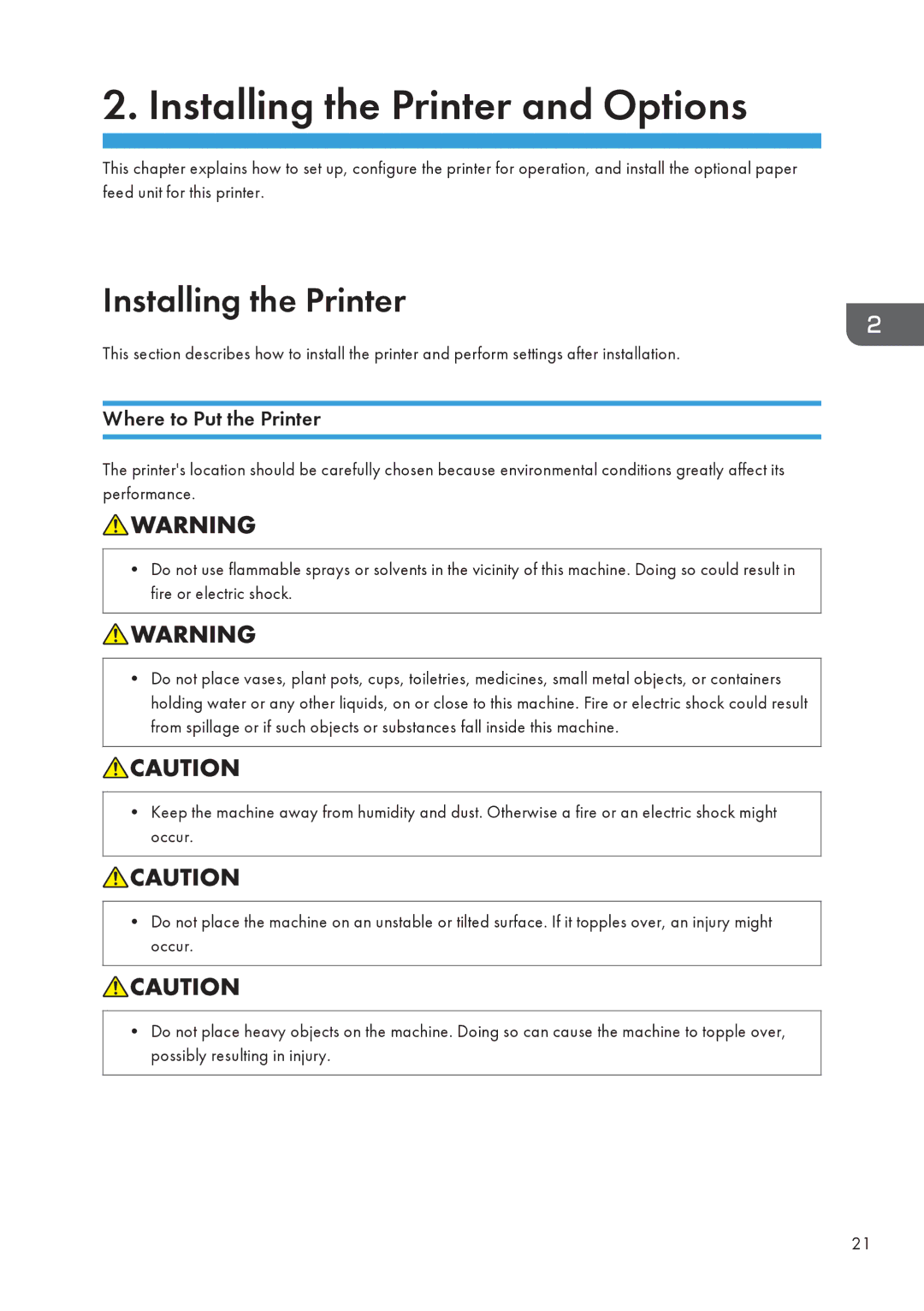 Ricoh SP 3500N, SP 3510DN manual Installing the Printer, Where to Put the Printer 