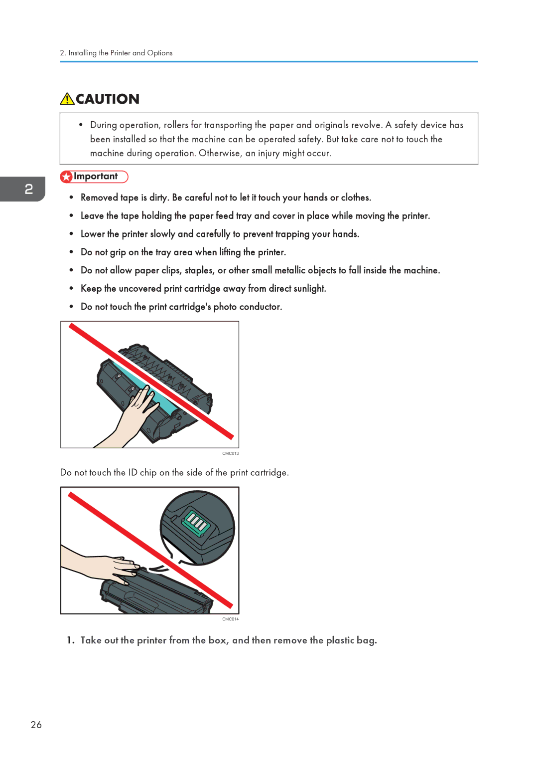 Ricoh SP 3510DN, SP 3500N manual Do not touch the ID chip on the side of the print cartridge 