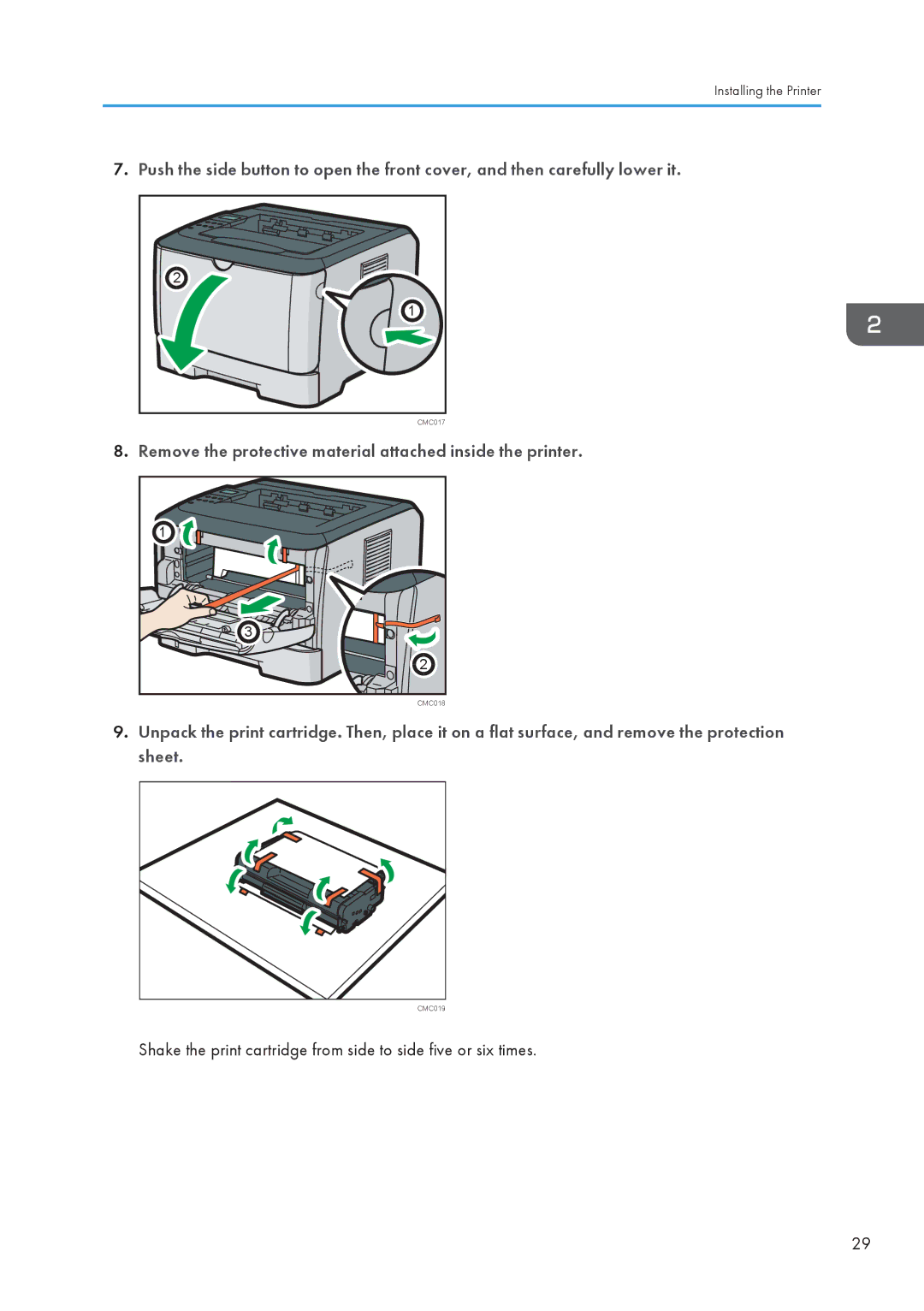 Ricoh SP 3500N, SP 3510DN manual Remove the protective material attached inside the printer 