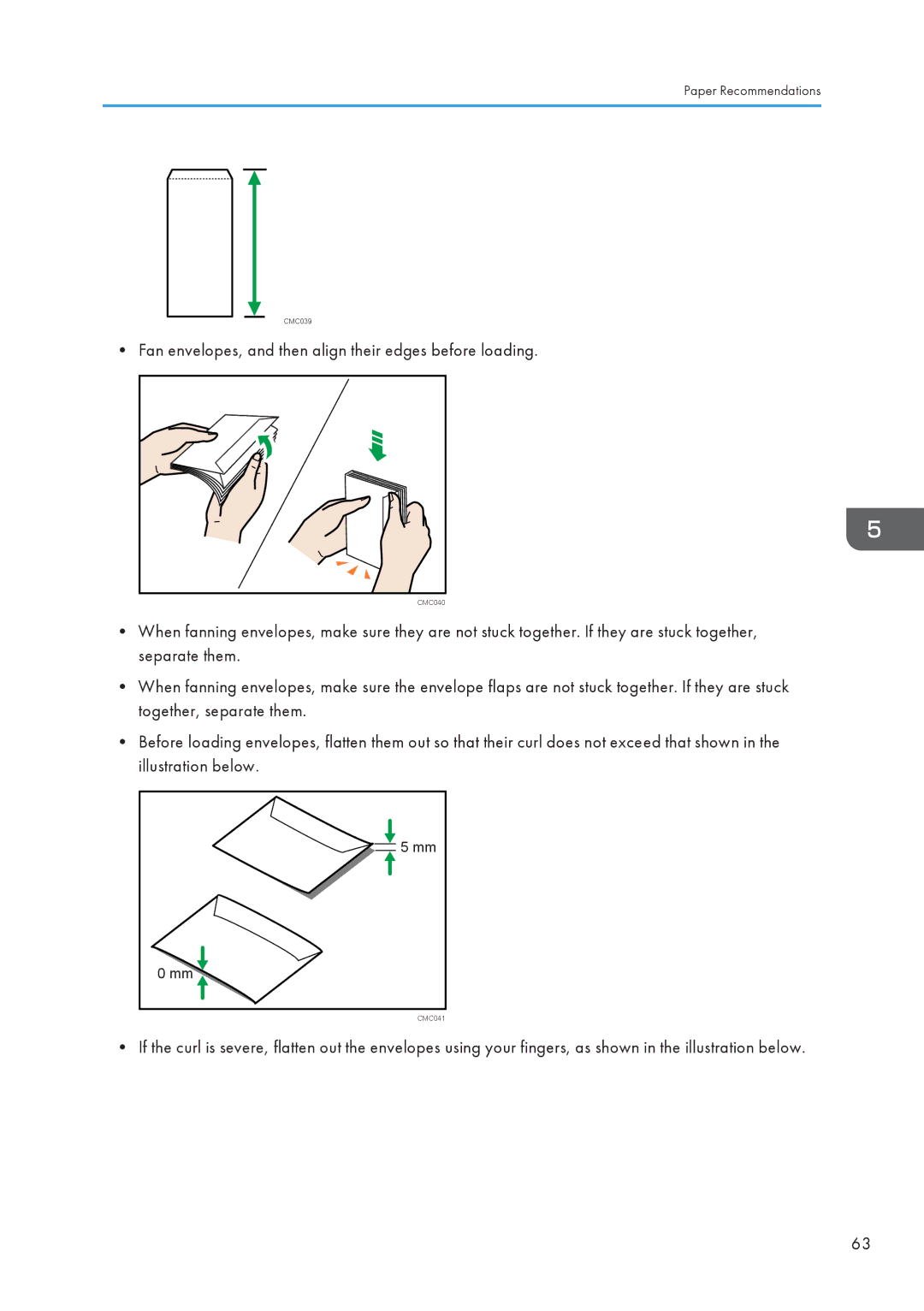 Ricoh SP 3500N, SP 3510DN manual Fan envelopes, and then align their edges before loading 