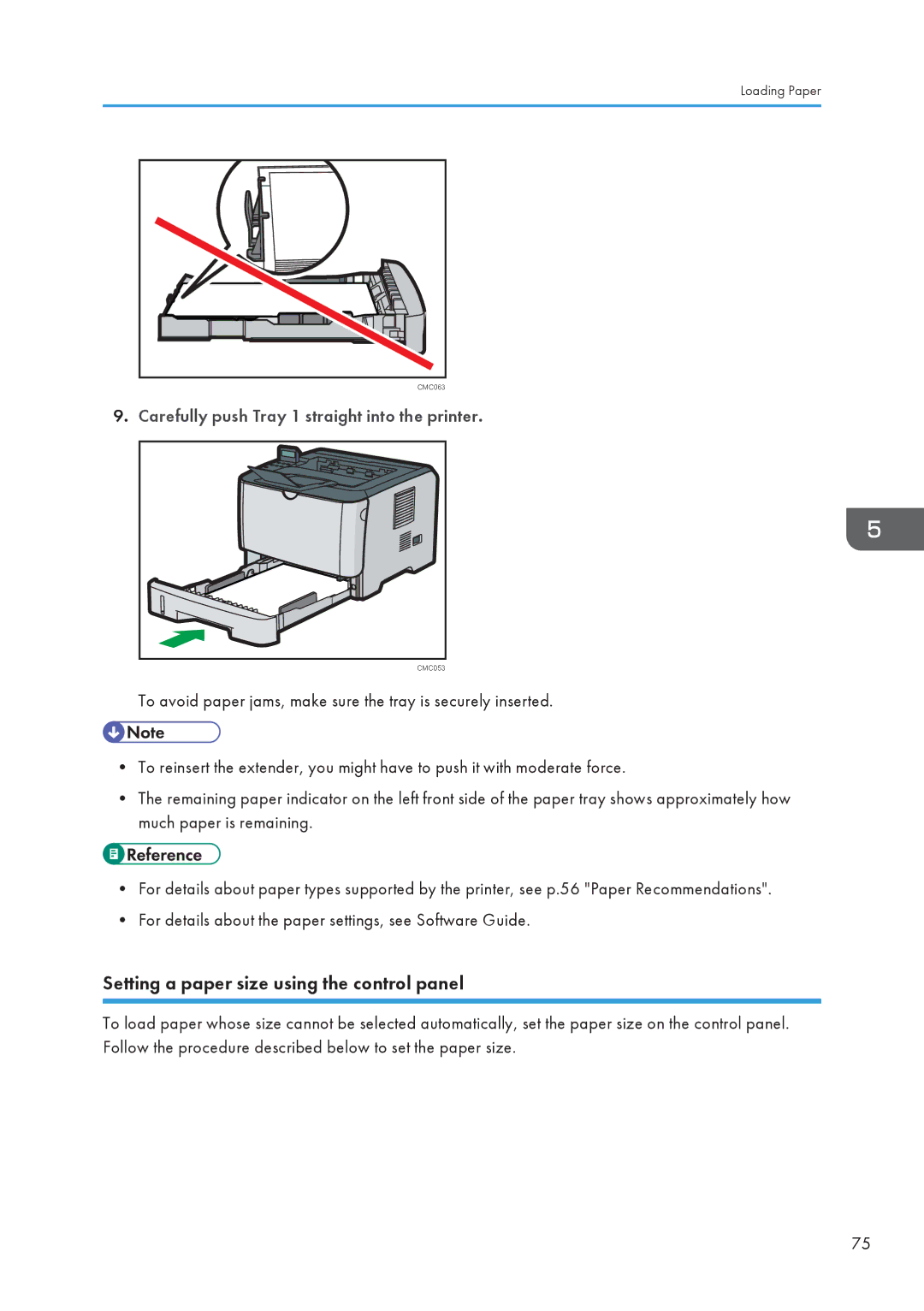 Ricoh SP 3500N, SP 3510DN manual Setting a paper size using the control panel 