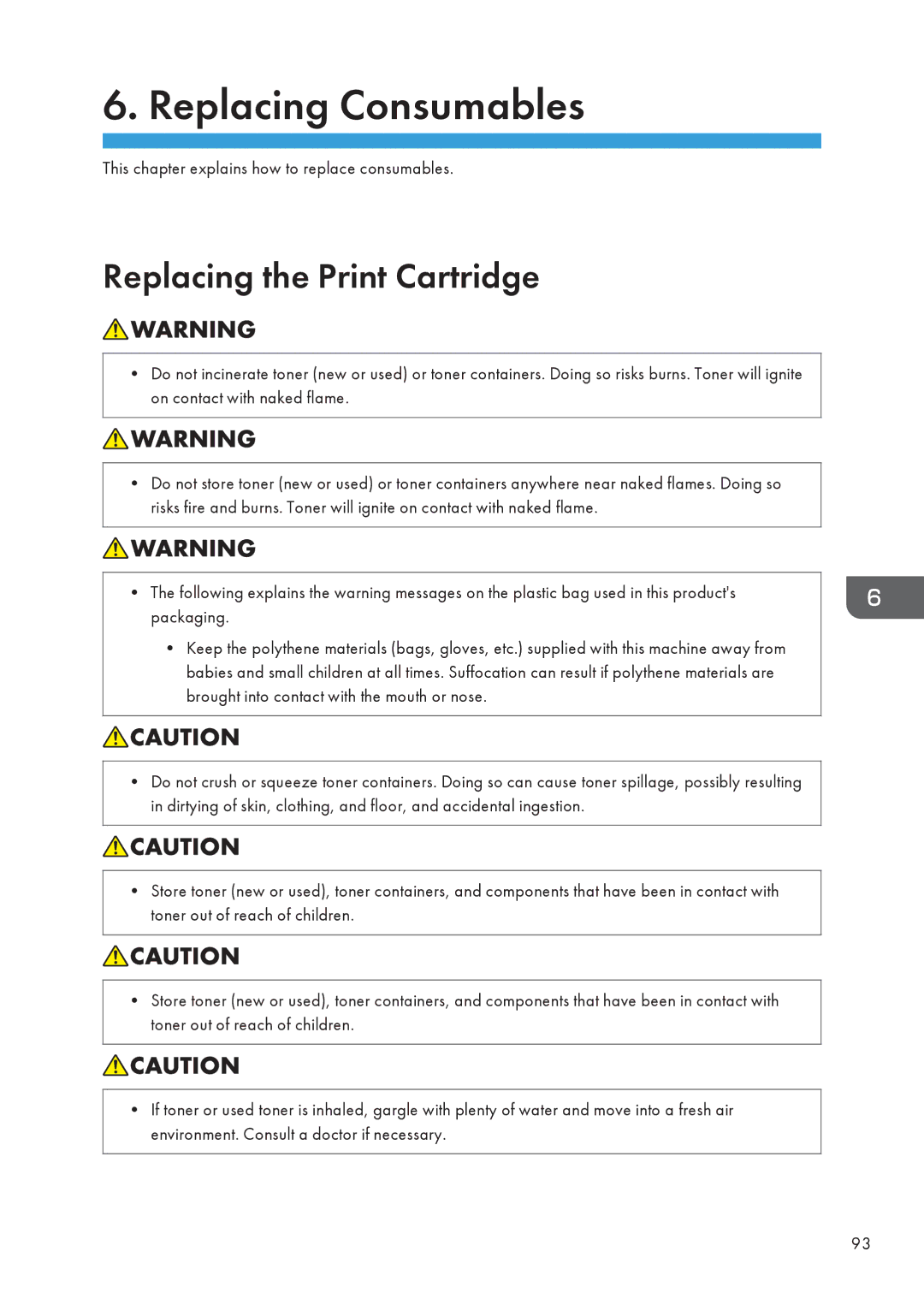 Ricoh SP 3500N, SP 3510DN manual Replacing the Print Cartridge, This chapter explains how to replace consumables 