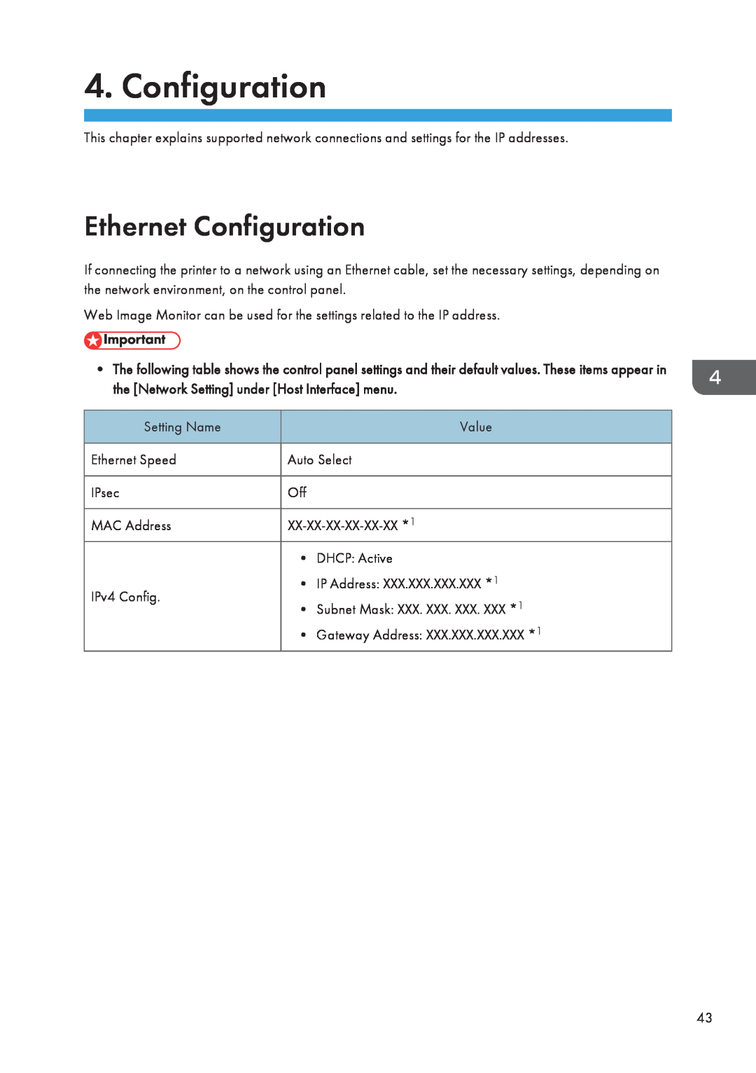 Ricoh SP 3500N, SP 3510DN manual Ethernet Configuration 