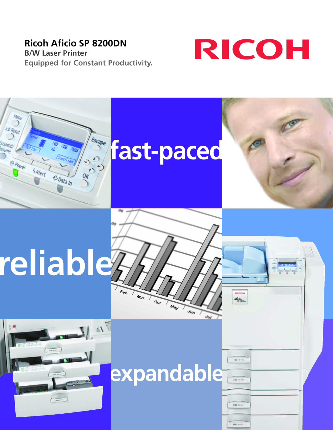 Ricoh manual reliable, fast-paced, expandable, Ricoh Aficio SP 8200DN, B/W Laser Printer 
