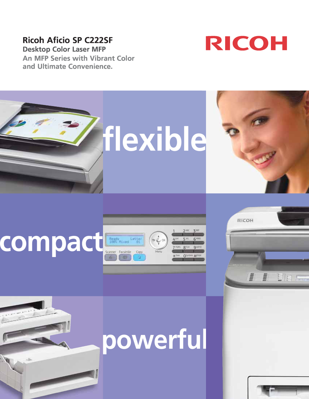 Ricoh manual flexible, compact, powerful, Ricoh Aficio SP C222SF, Desktop Color Laser MFP 