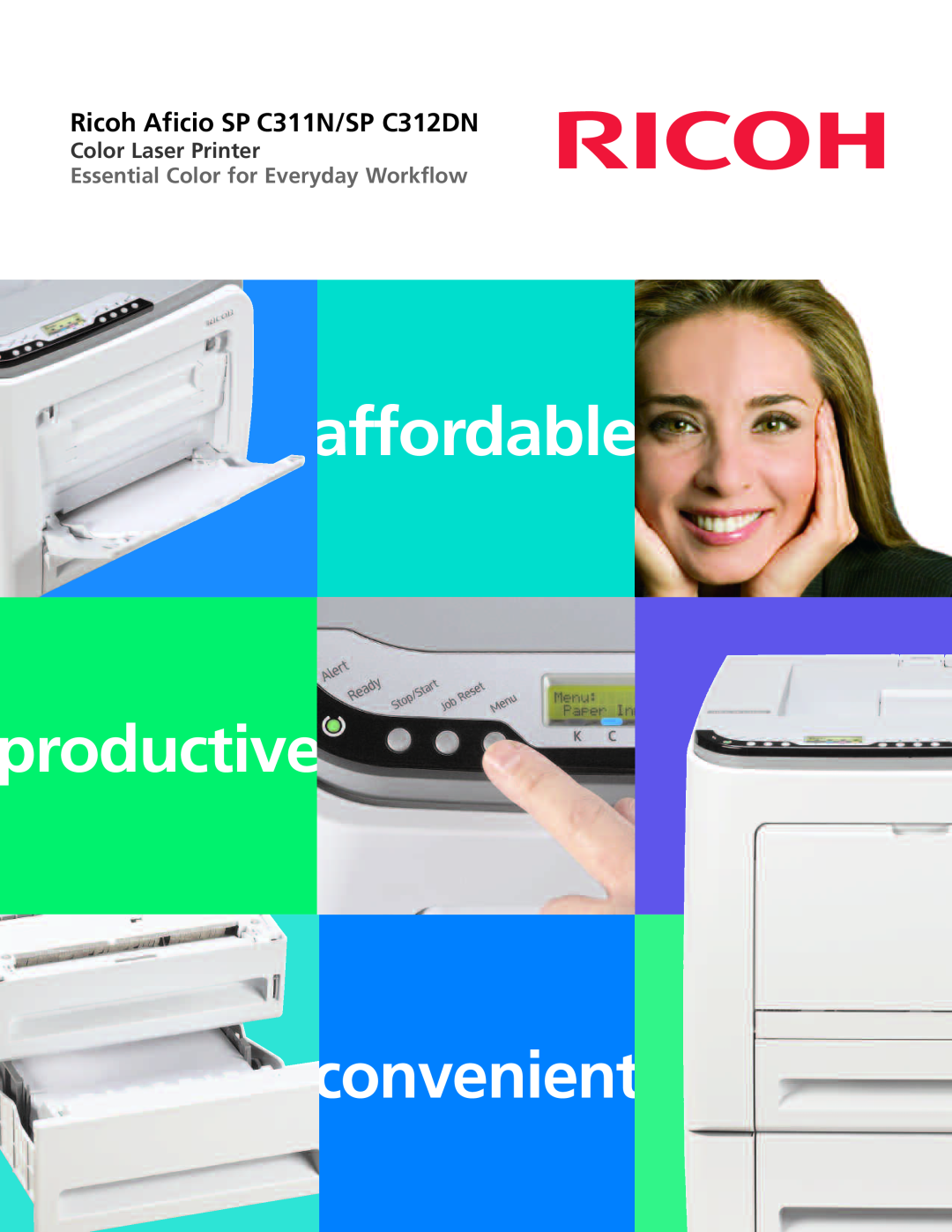 Ricoh manual affordable, productive, convenient, Ricoh Aficio SP C311N/SP C312DN, Color Laser Printer 