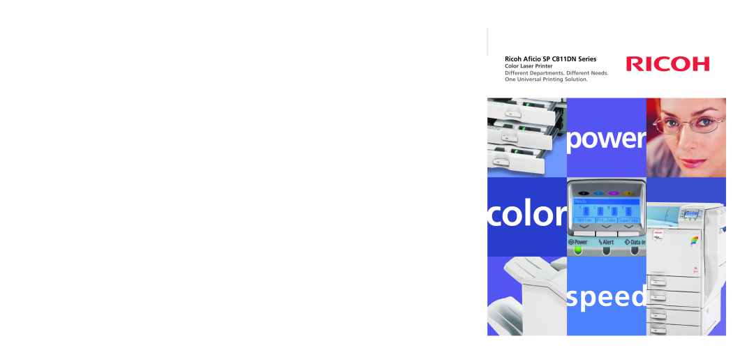 Ricoh specifications color, power, speed, Ricoh Aficio SP C811DN Series, Color Laser Printer 