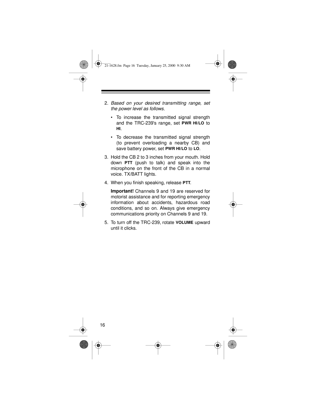 Ricoh TRC-239 owner manual Fm Page 16 Tuesday, January 25, 2000 930 AM 