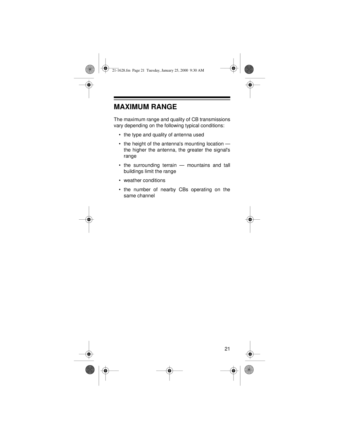 Ricoh TRC-239 owner manual Maximum Range 