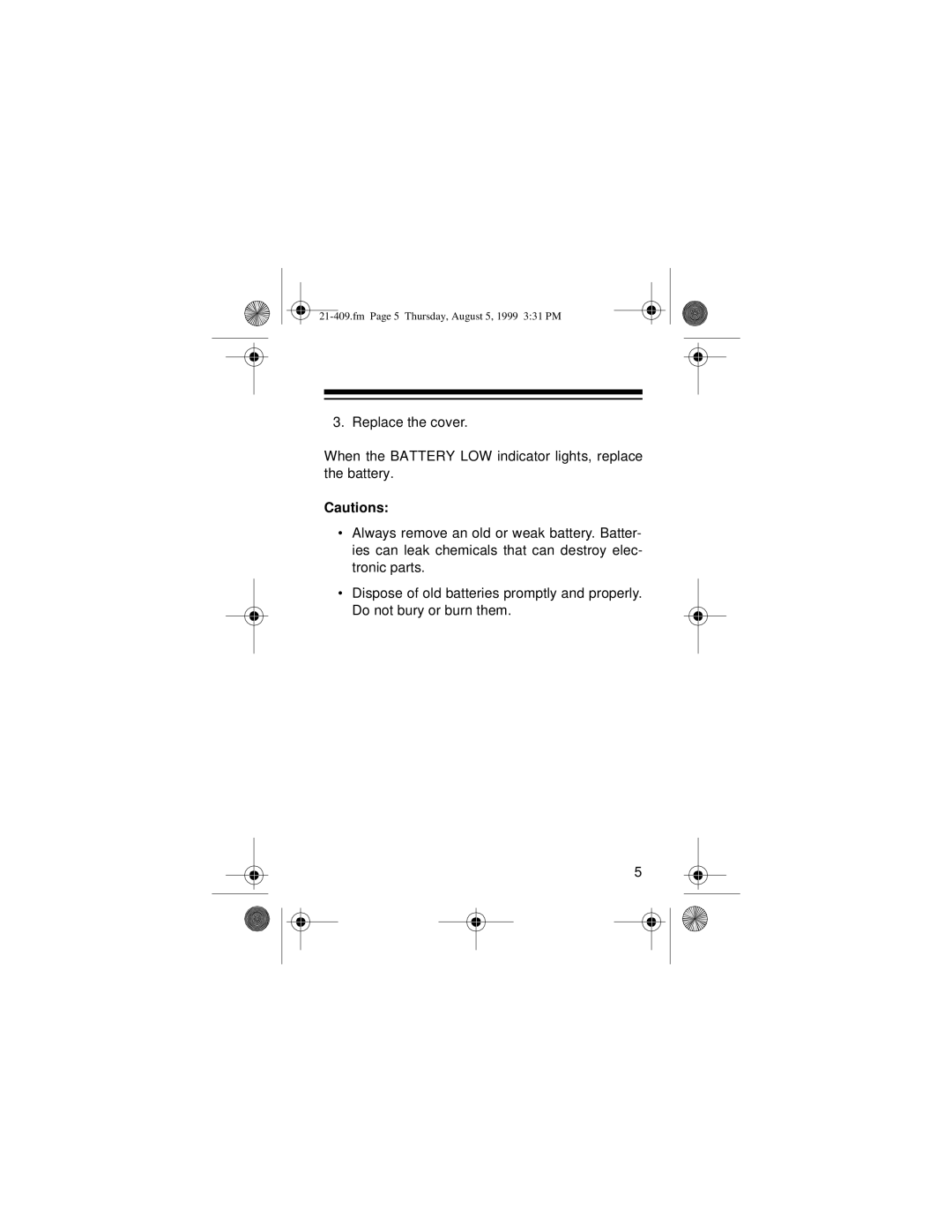 Ricoh TRC-509 owner manual Fm Page 5 Thursday, August 5, 1999 331 PM 