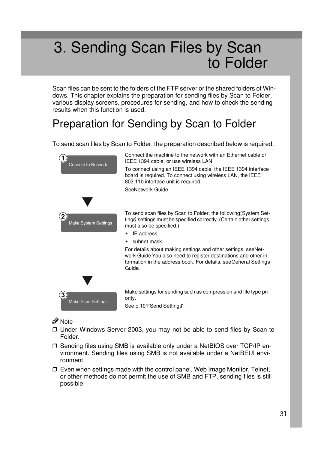 Ricoh Type 480 appendix Sending Scan Files by Scan to Folder, Preparation for Sending by Scan to Folder 