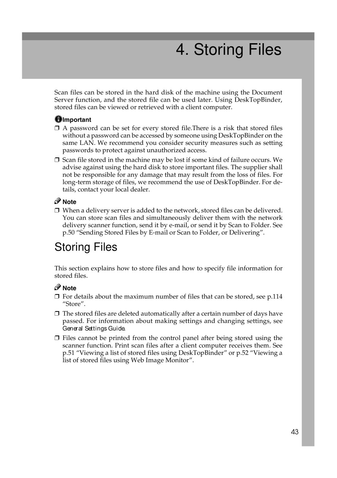 Ricoh Type 480 appendix Storing Files 