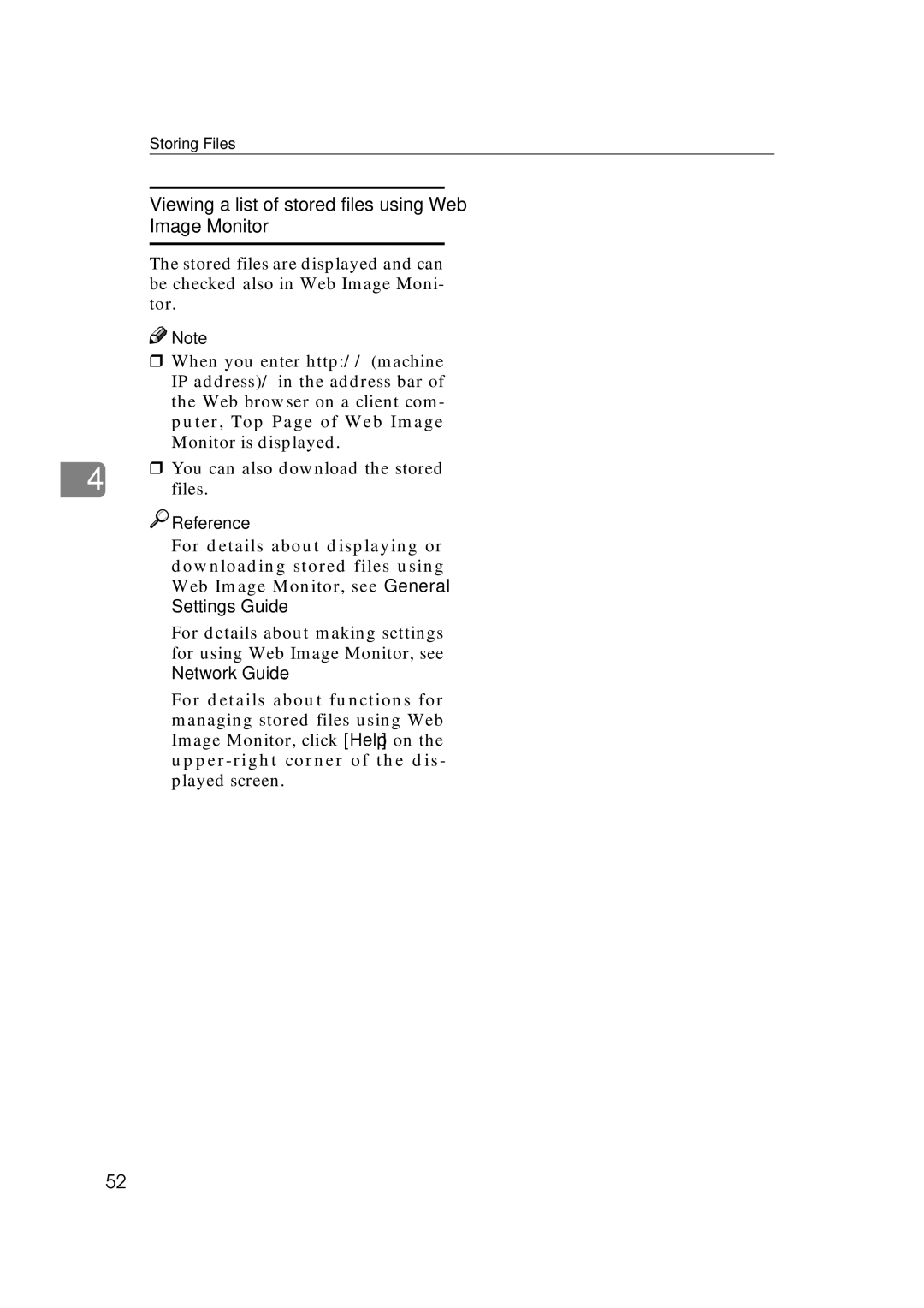 Ricoh Type 480 appendix Viewing a list of stored files using Web Image Monitor 