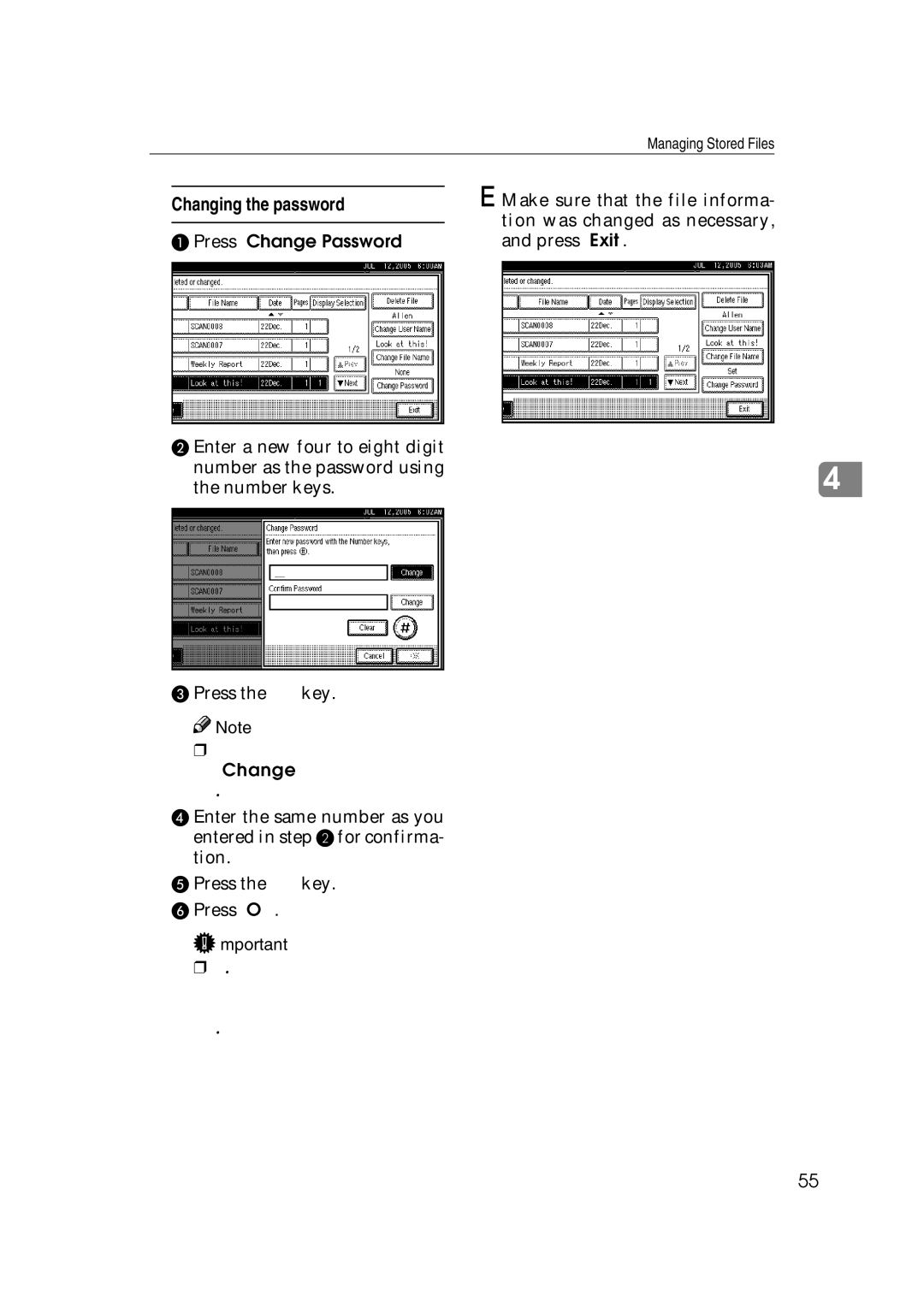 Ricoh Type 480 appendix Changing the password, Press Change Password 