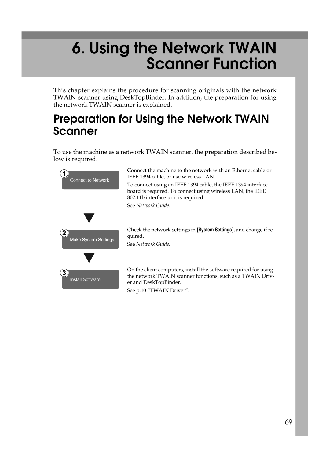 Ricoh Type 480 appendix Using the Network Twain Scanner Function, Preparation for Using the Network Twain Scanner 