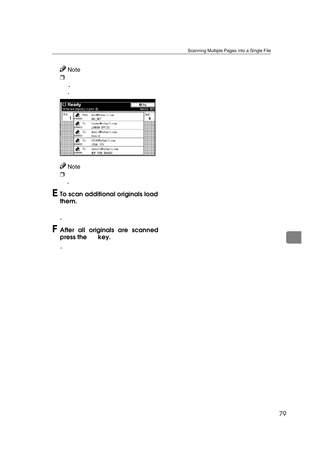 Ricoh Type 480 appendix To scan additional originals, load them, After all originals are scanned Press the # key 