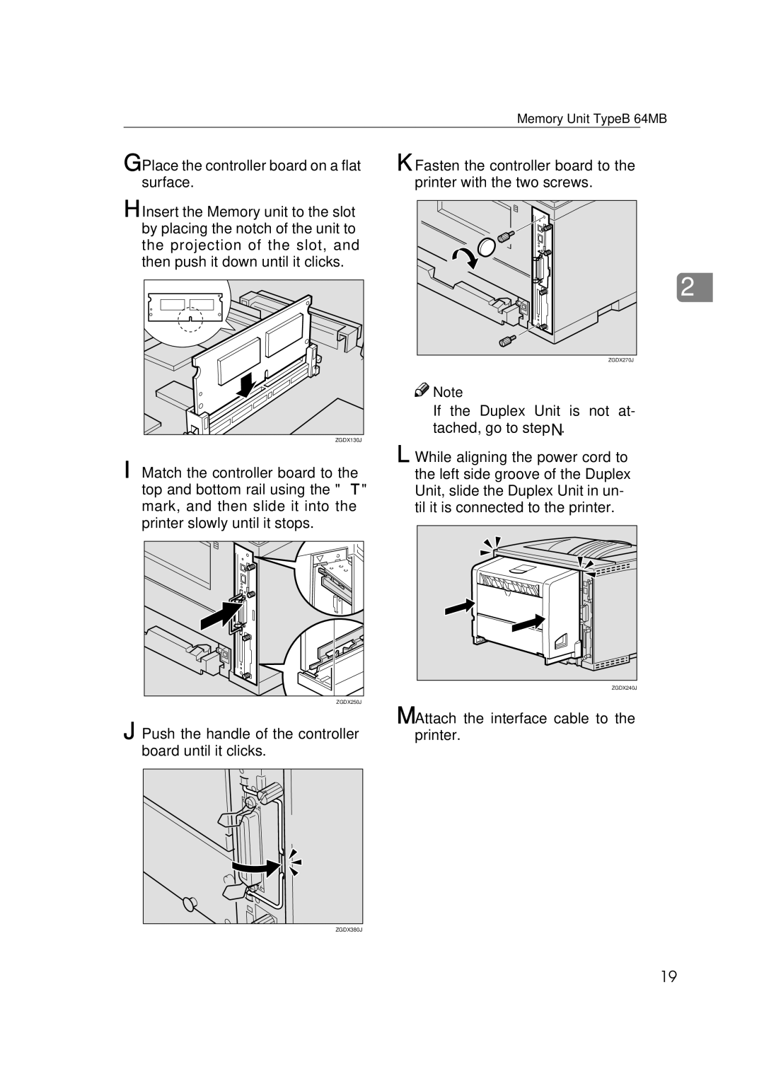 Ricoh AP2610, Type B, 400780 setup guide If the Duplex Unit is not at- tached, go to step N 