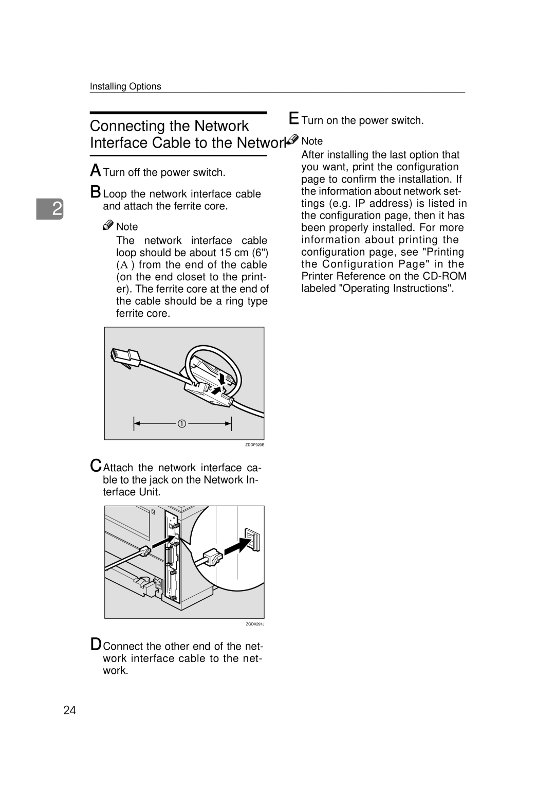 Ricoh Type B, AP2610, 400780 setup guide Connecting the Network Interface Cable to the Network 