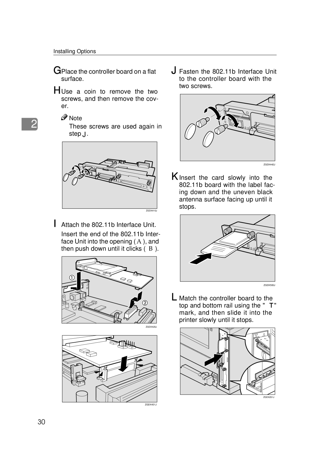 Ricoh Type B, AP2610, 400780 setup guide Attach the 802.11b Interface Unit 