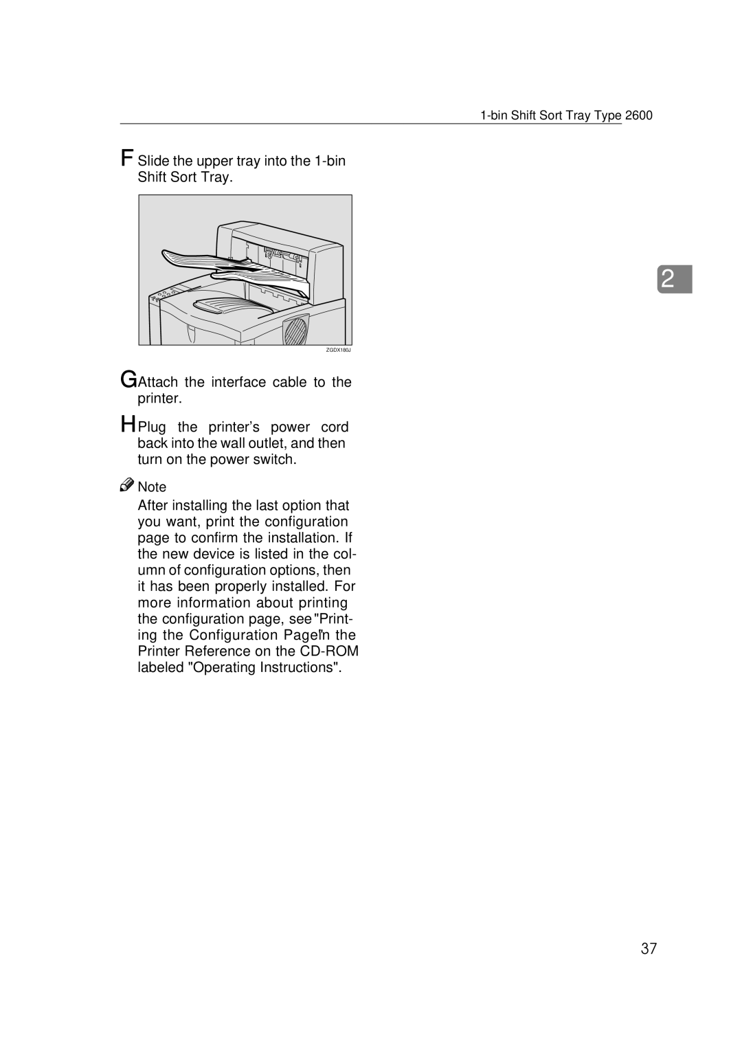 Ricoh AP2610, Type B, 400780 setup guide Slide the upper tray into the 1-bin Shift Sort Tray 