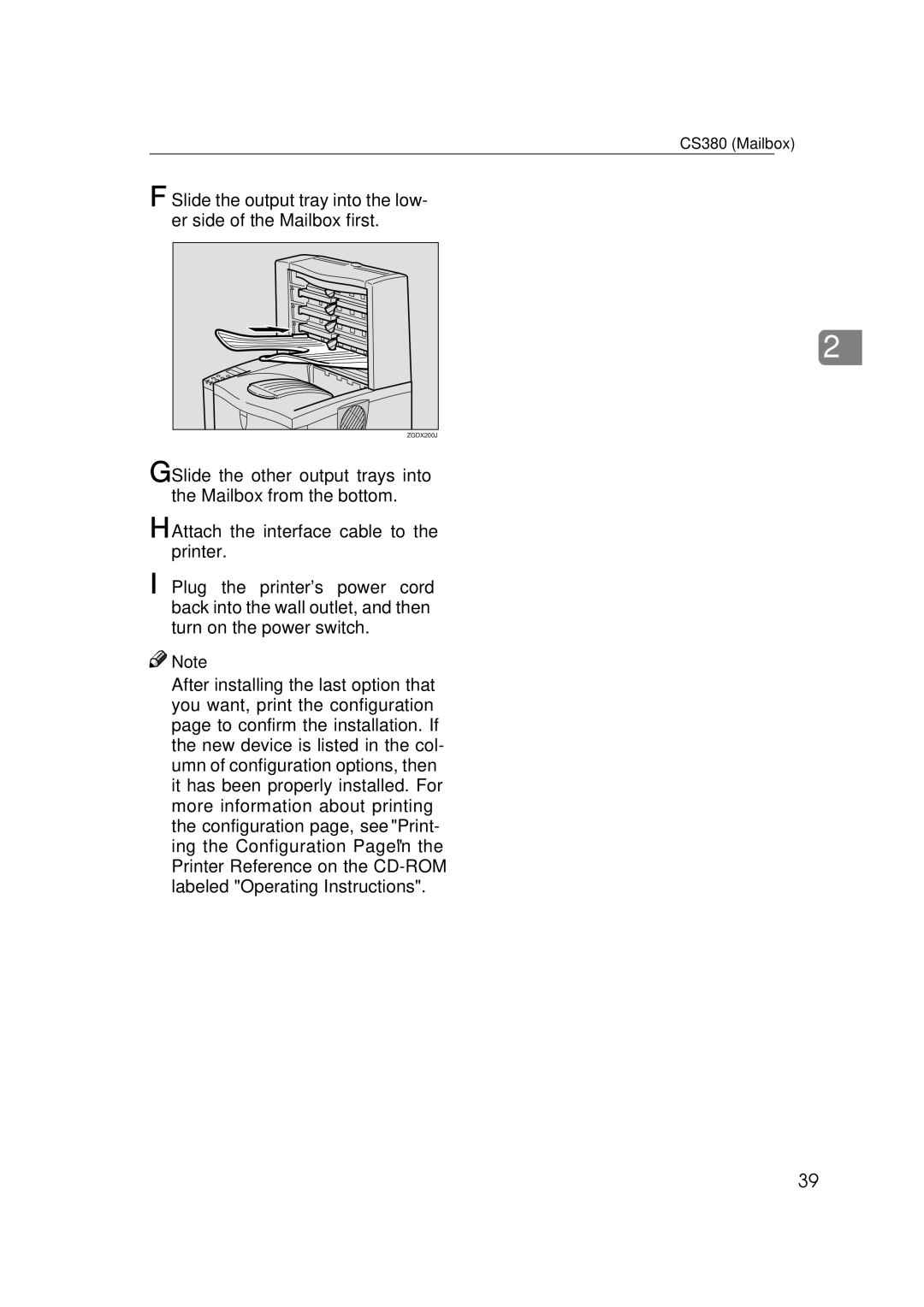 Ricoh Type B, AP2610, 400780 setup guide CS380 Mailbox 