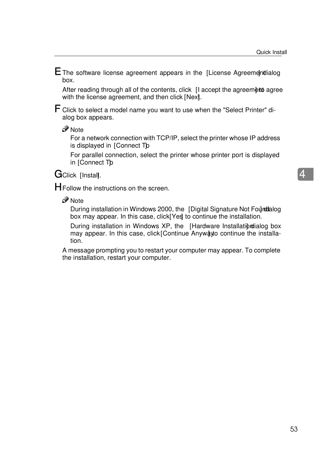 Ricoh 400780, Type B, AP2610 setup guide Click Install, Follow the instructions on the screen 