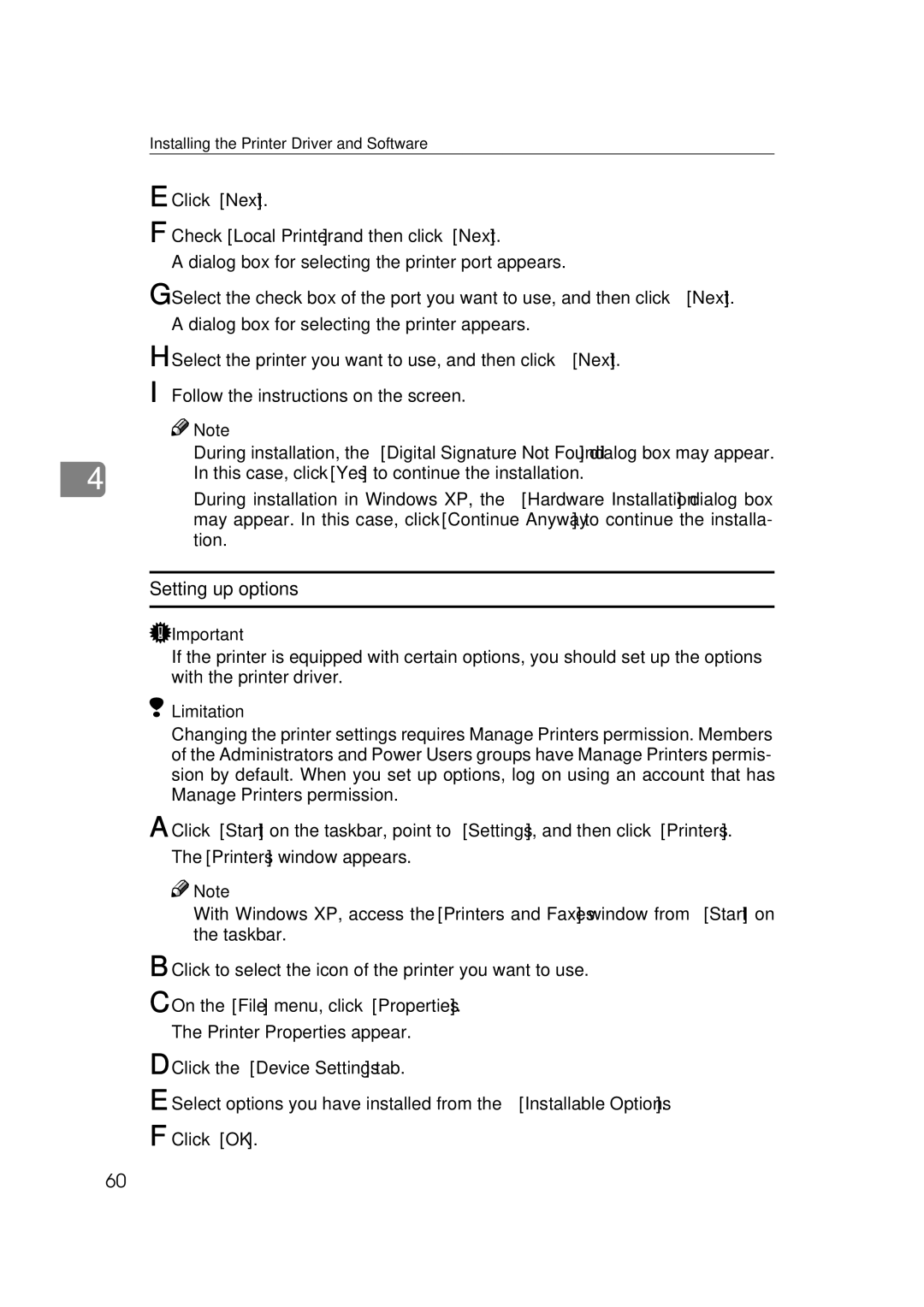 Ricoh Type B, AP2610, 400780 setup guide Click the Device Settings tab 