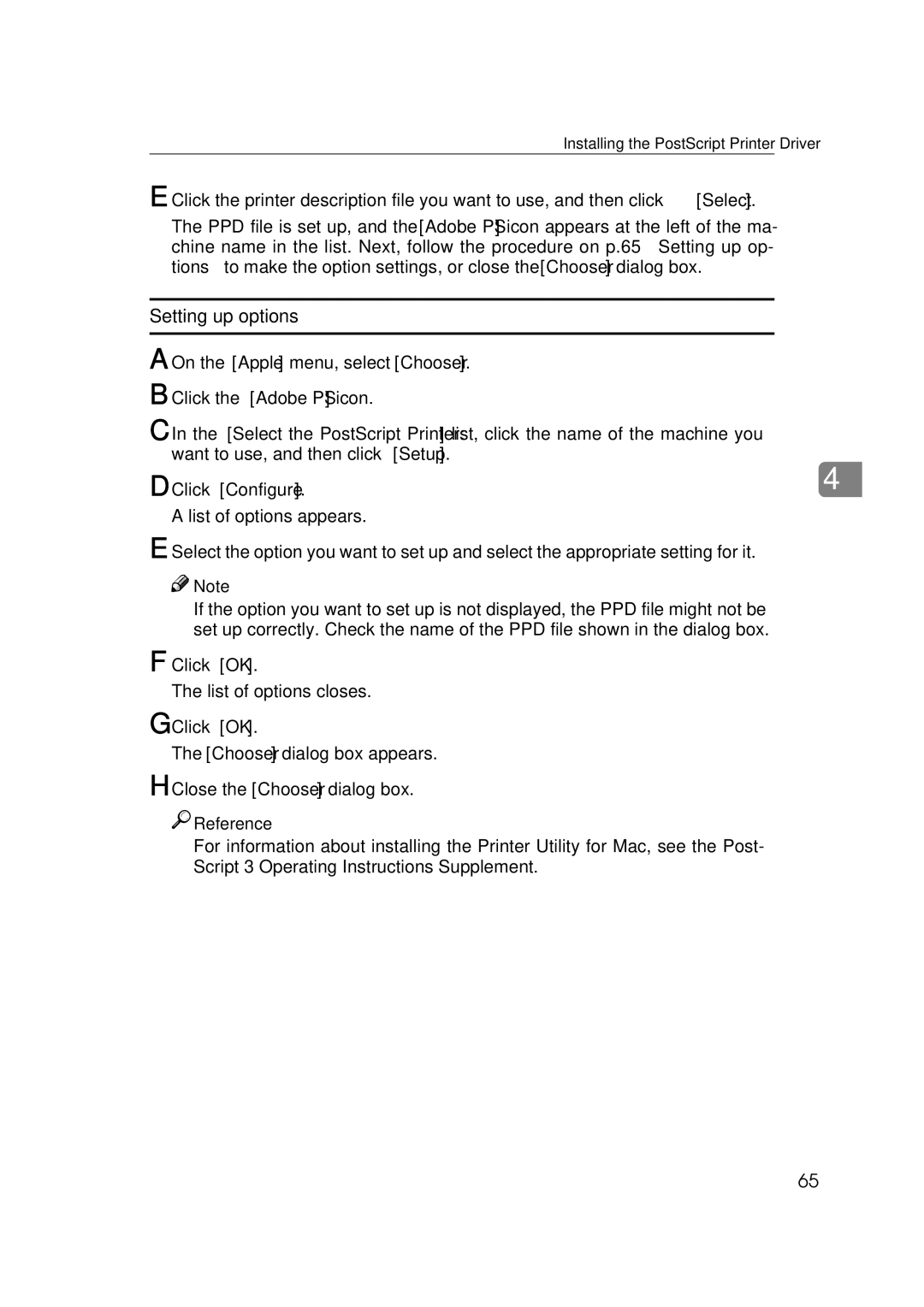 Ricoh 400780, Type B, AP2610 setup guide Click Configure, Close the Chooser dialog box 