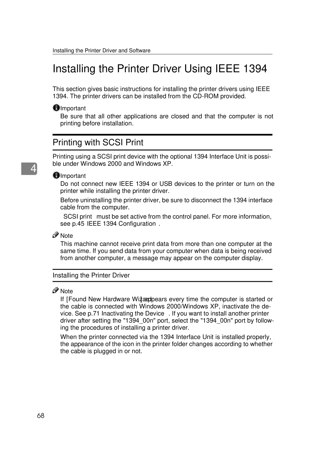 Ricoh 400780, Type B, AP2610 setup guide Installing the Printer Driver Using Ieee, Printing with Scsi Print 