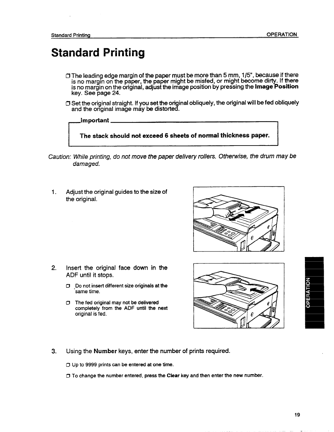 Ricoh VT1730 manual Standard Printing, Using the Number keys, enter the number of prints required 