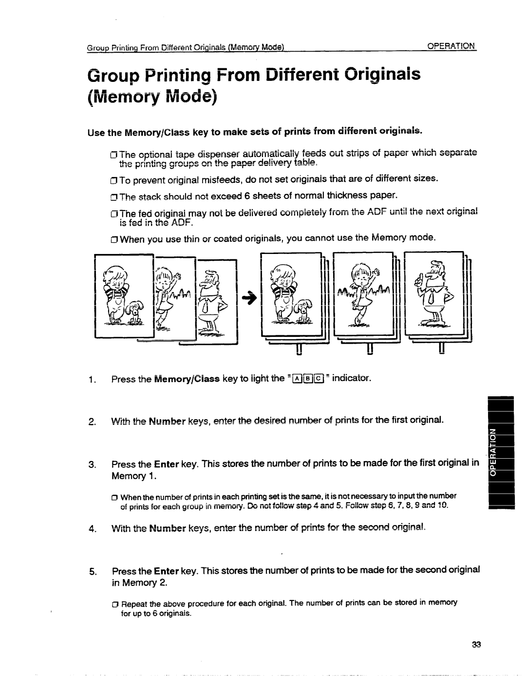 Ricoh VT1730 manual Group Printing From Different Originals Memory Mode 