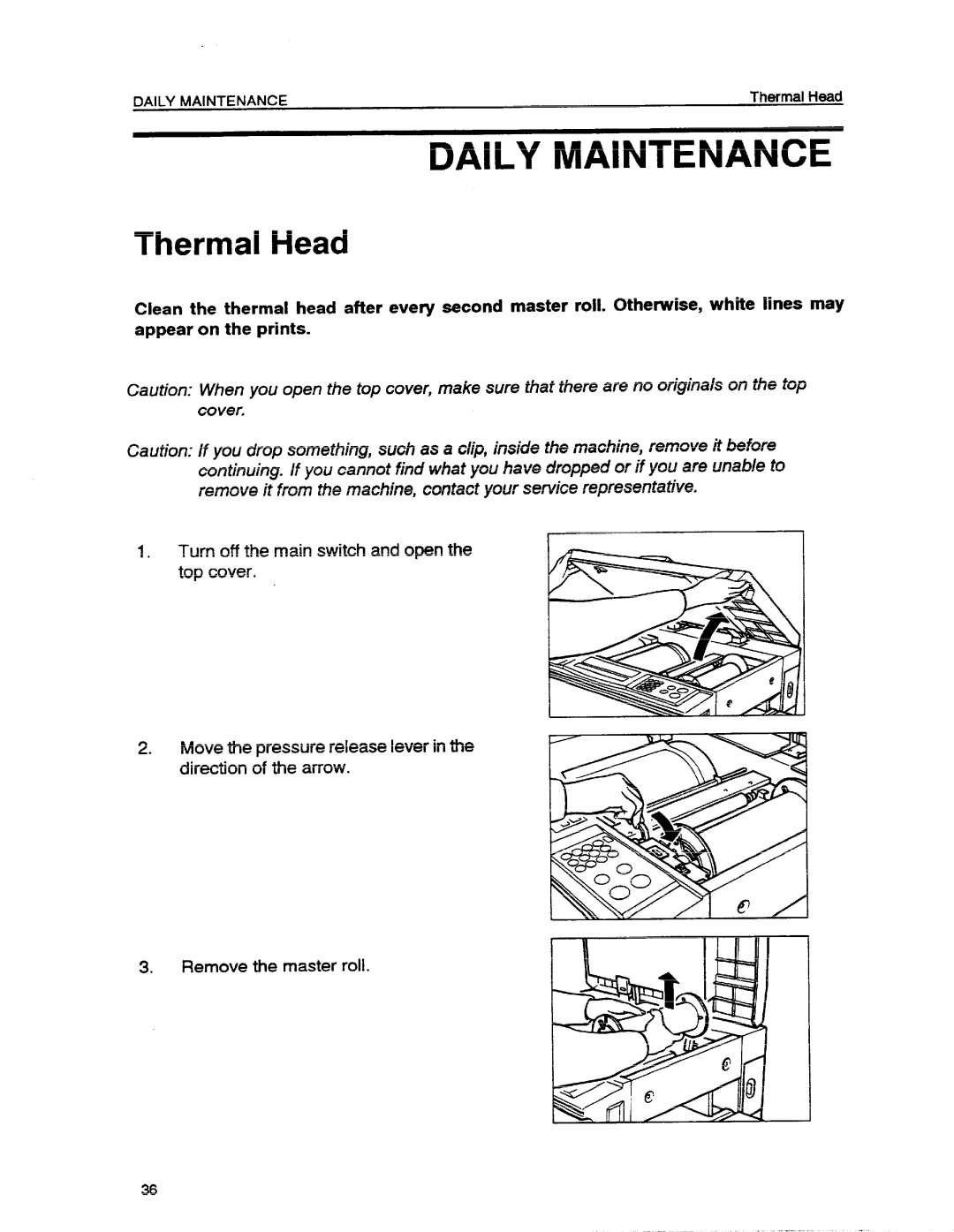 Ricoh VT1730 manual Daily Maintenance, Thermal Head 