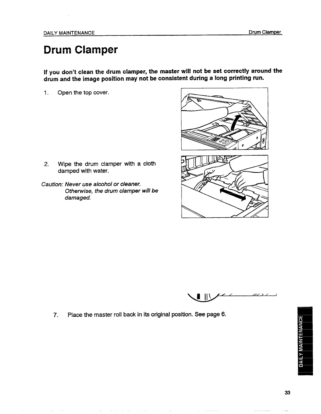 Ricoh VT1730 manual Drum Clamper 