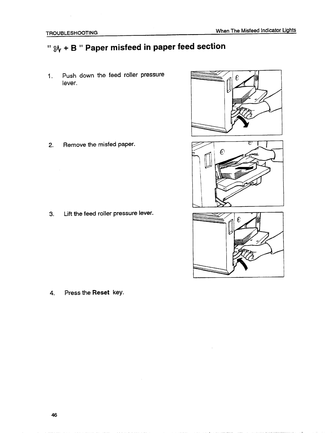 Ricoh VT1730 manual ++ B Paper misfeed in paper feed section 