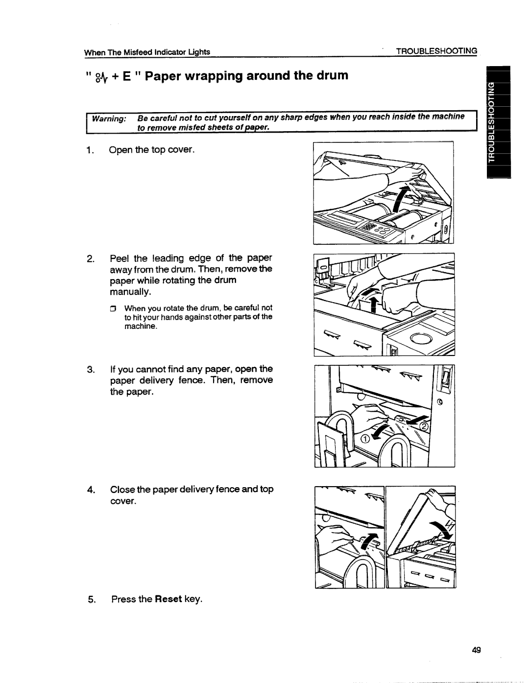 Ricoh VT1730 manual II ++ E Paper wrapping around the drum 