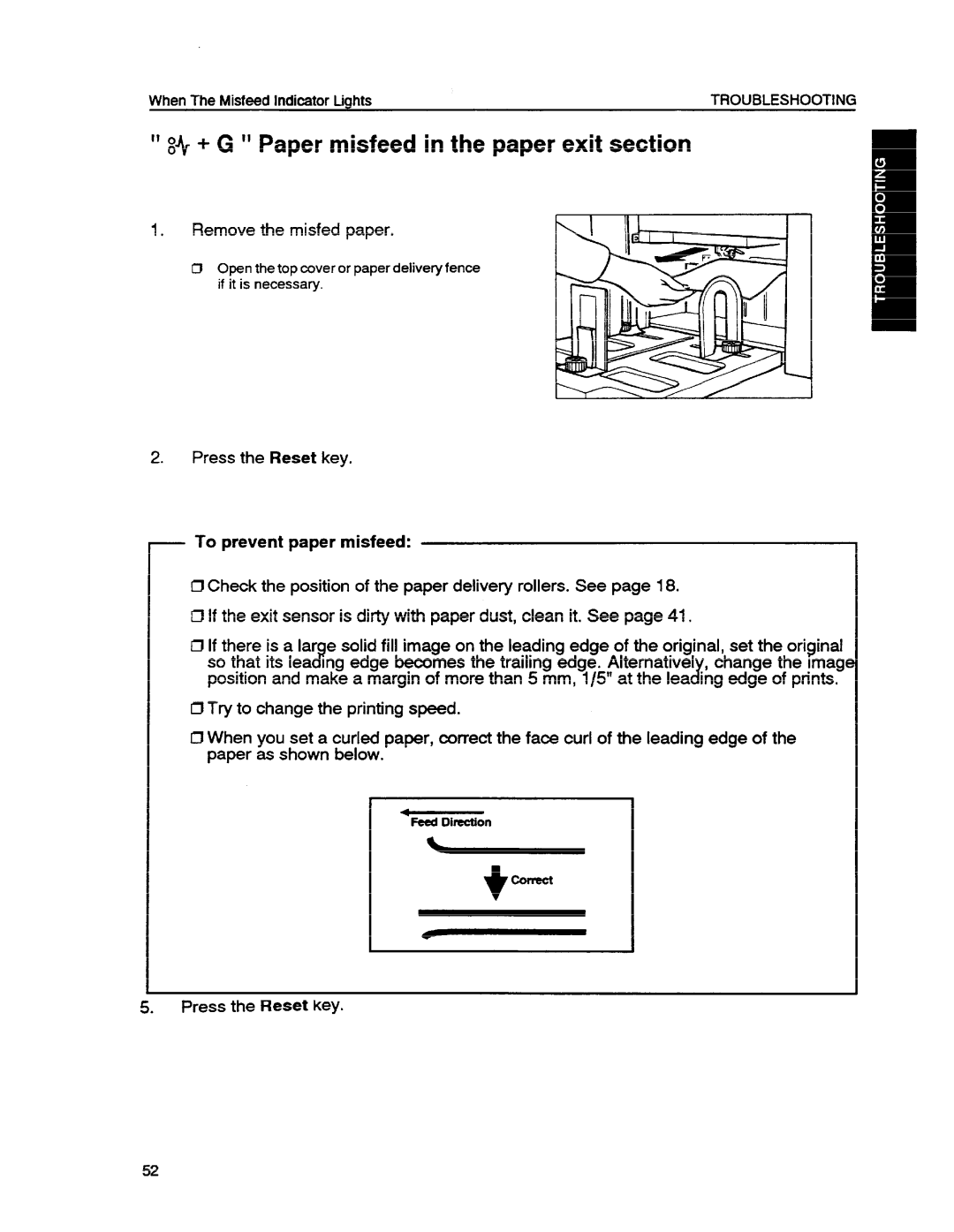 Ricoh VT1730 manual + G Paper misfeed in the paper exit section 