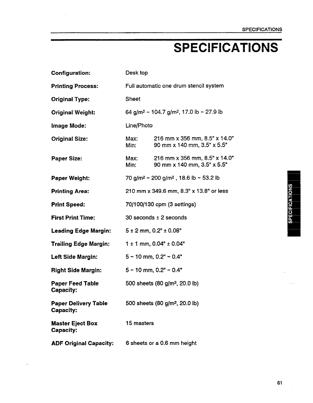 Ricoh VT1730 manual Specifications, Mm, 3.5 x 