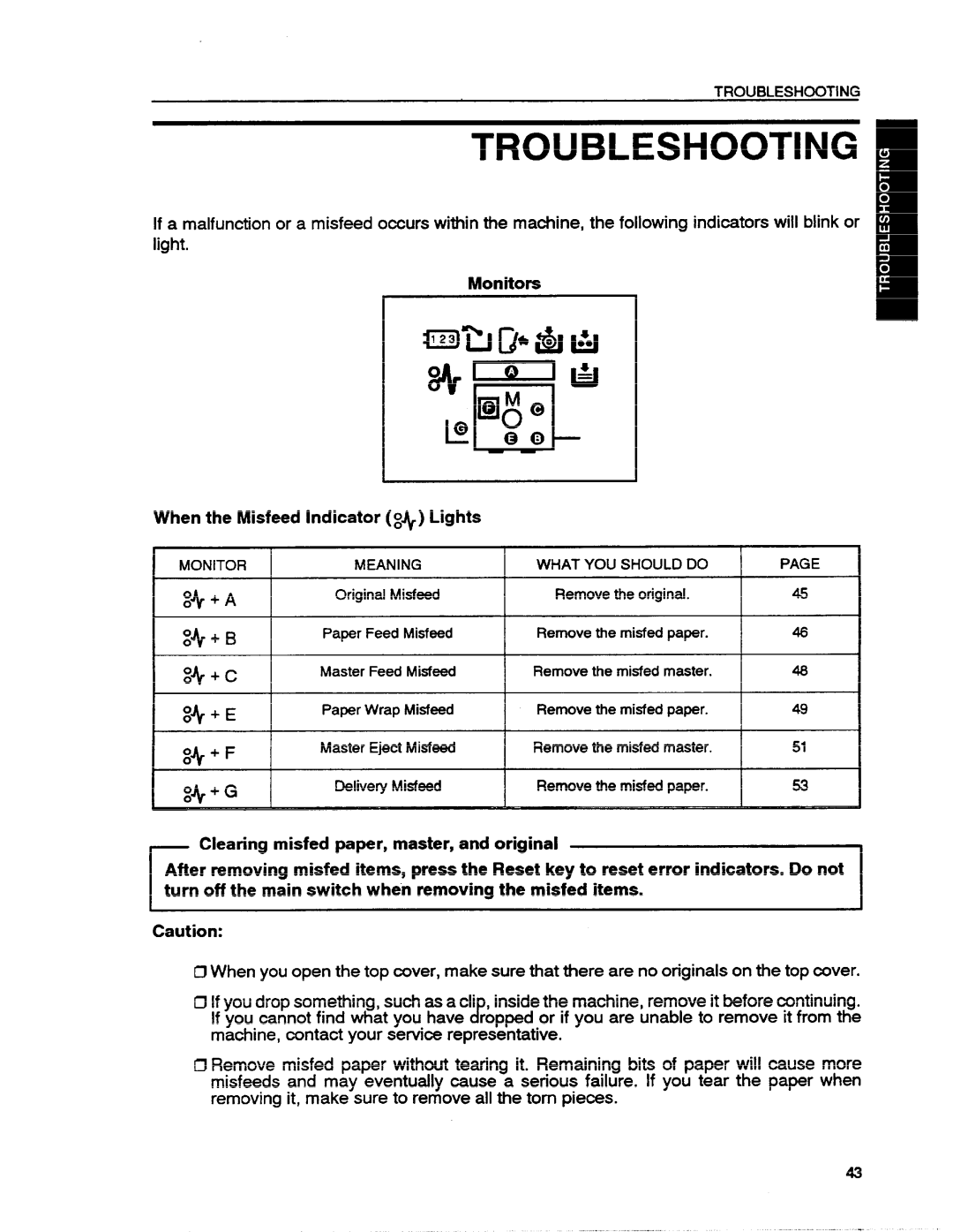 Ricoh VT1730 manual Troubleshooting, 1+ +G 