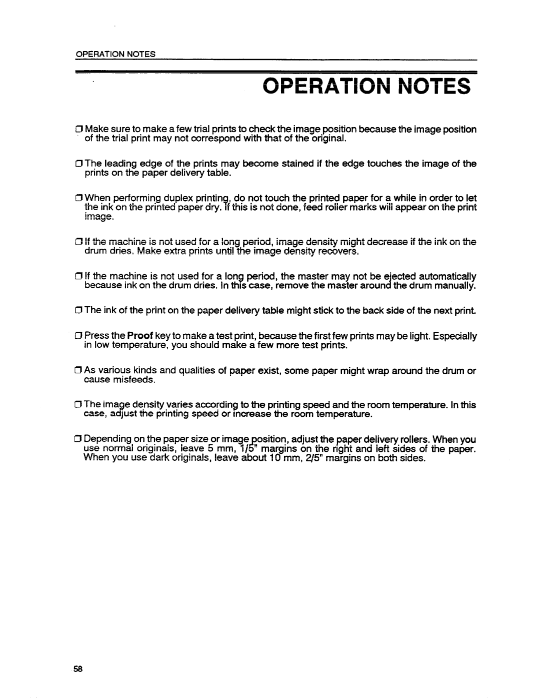 Ricoh VT1730 manual Operation Notes 
