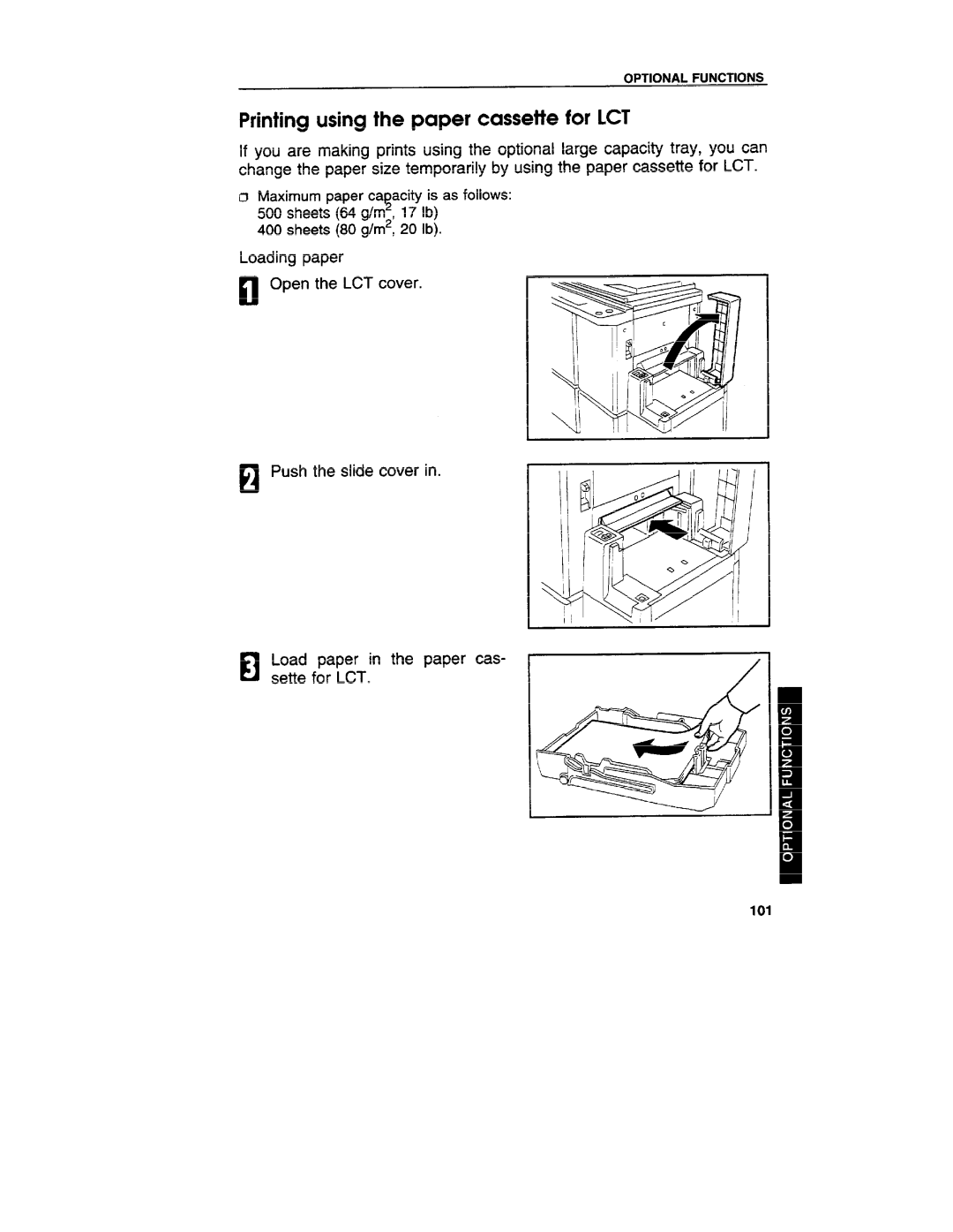 Ricoh VT3800 manual Printing using the paper cassette for LCT 