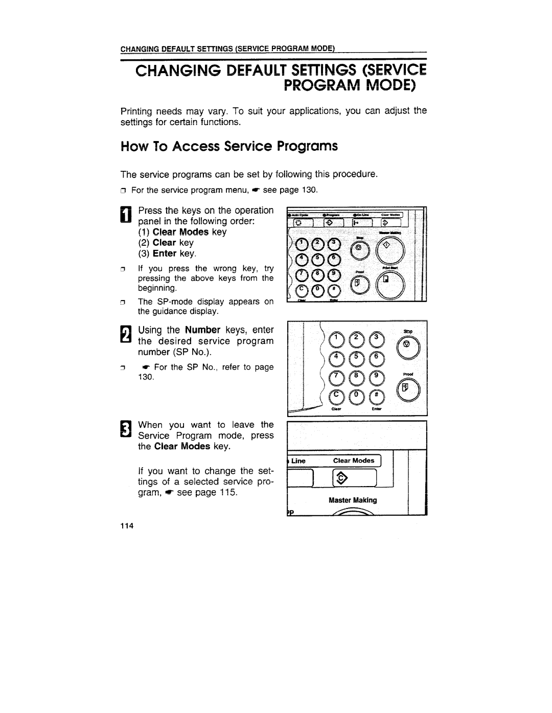 Ricoh VT3800 manual How To Access Service Programs, Clear Modes key Clear key Enter key 