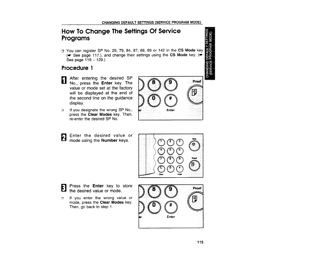 Ricoh VT3800 manual How To Change The Settings Of Service Programs, Procedure 