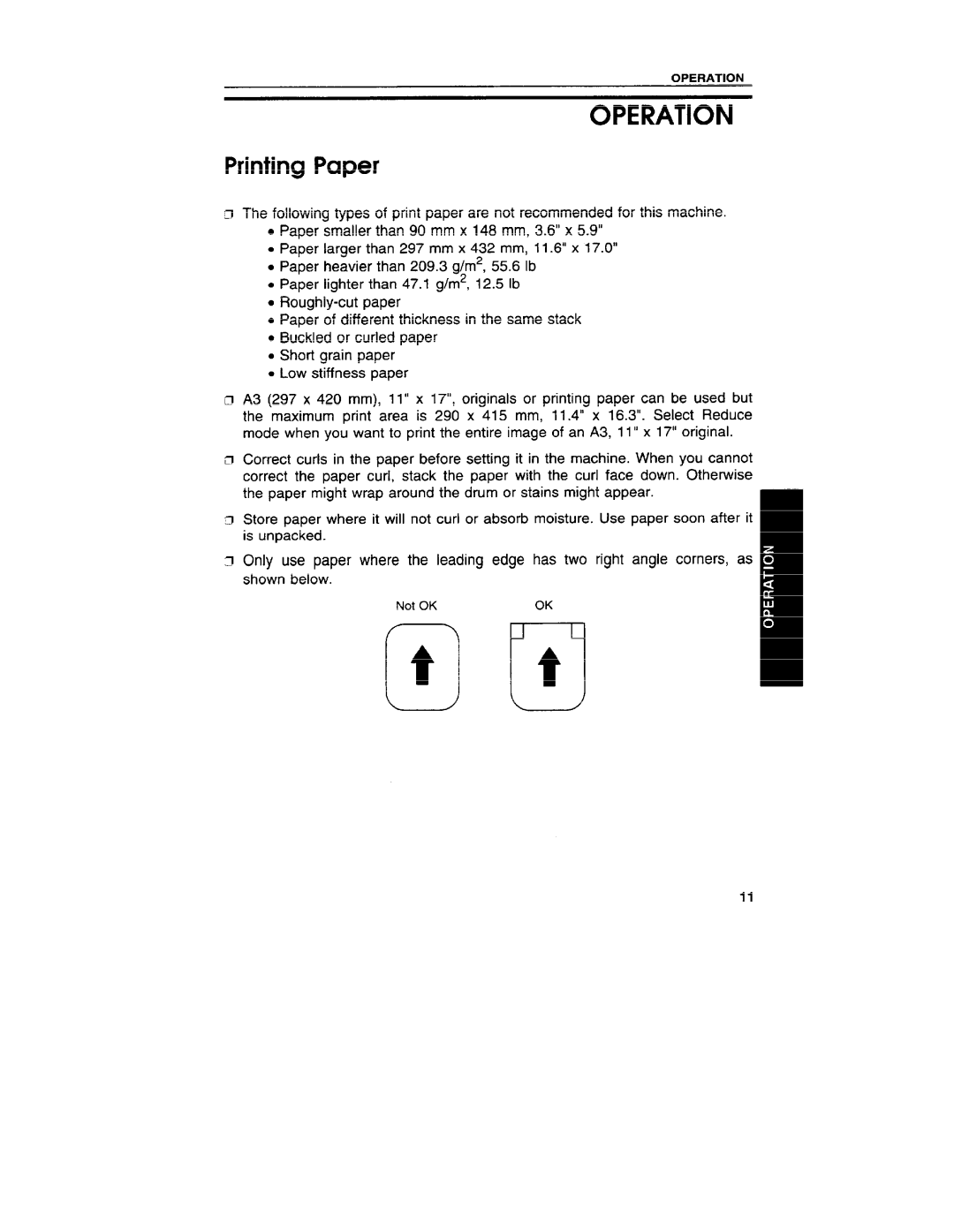 Ricoh VT3800 manual Operation, Printing Paper 