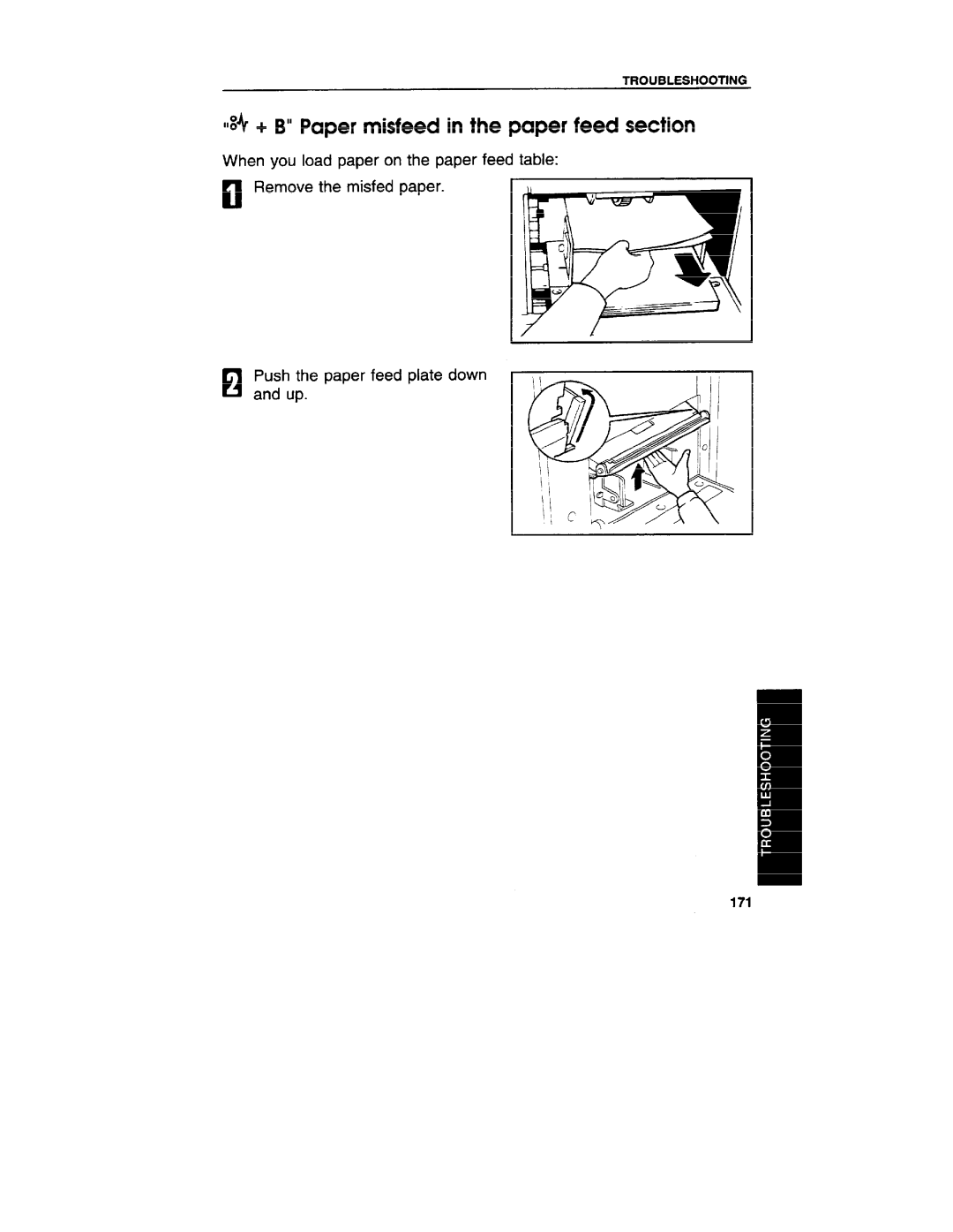 Ricoh VT3800 manual ~~+ B Paper misfeed in the paper feed section 