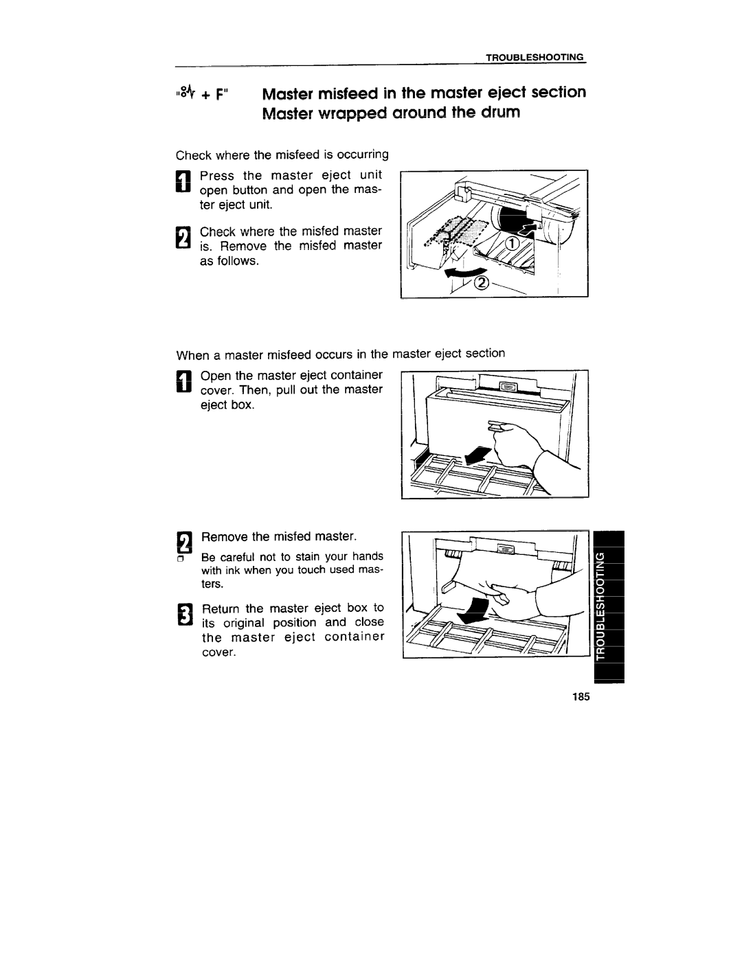 Ricoh VT3800 manual Master misfeed in the master eject section 