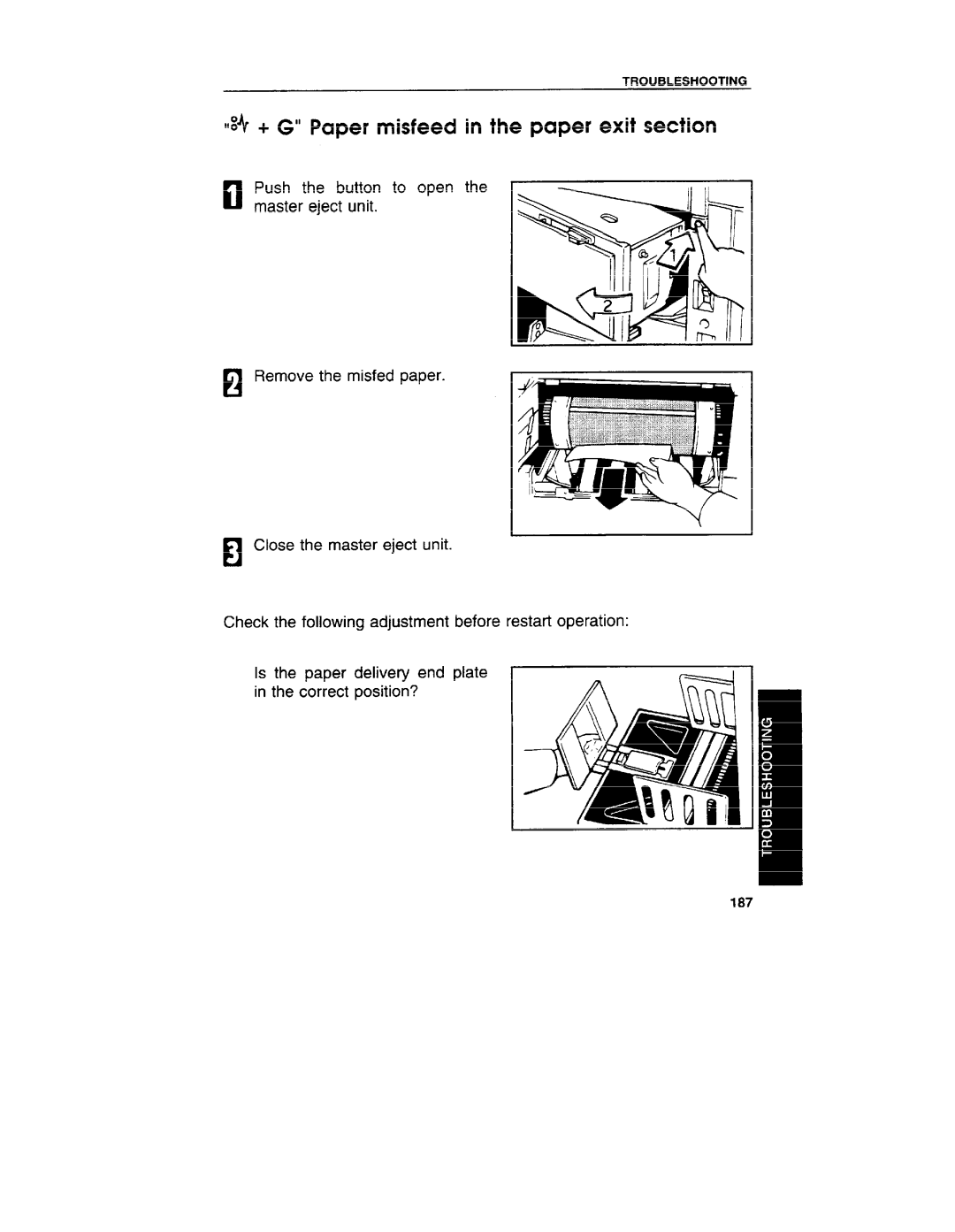 Ricoh VT3800 manual ++ G paper misfeed in the paper exit section 