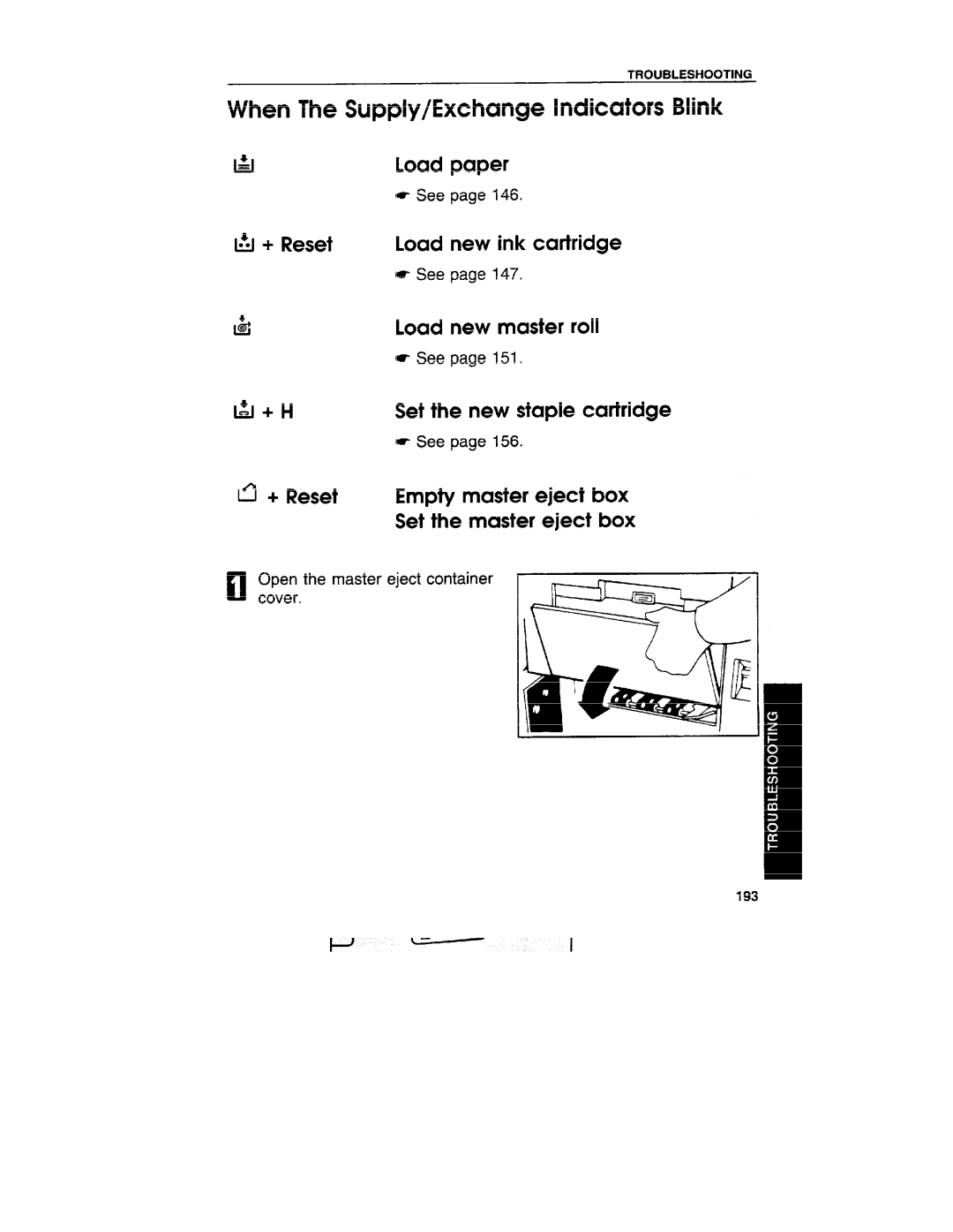 Ricoh VT3800 manual When The Supply/Exchange Indicators Blink 